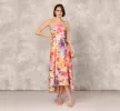 Multicolor Metallic Floral Print Jacquard High Low Gown With Pockets In Pink Multi sold by Adrianna Papell