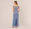 Off Shoulder Dress With Floral Embellishment In French Blue Coral sold by Adrianna Papell