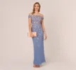 Off Shoulder Dress With Floral Embellishment In French Blue Coral sold by Adrianna Papell