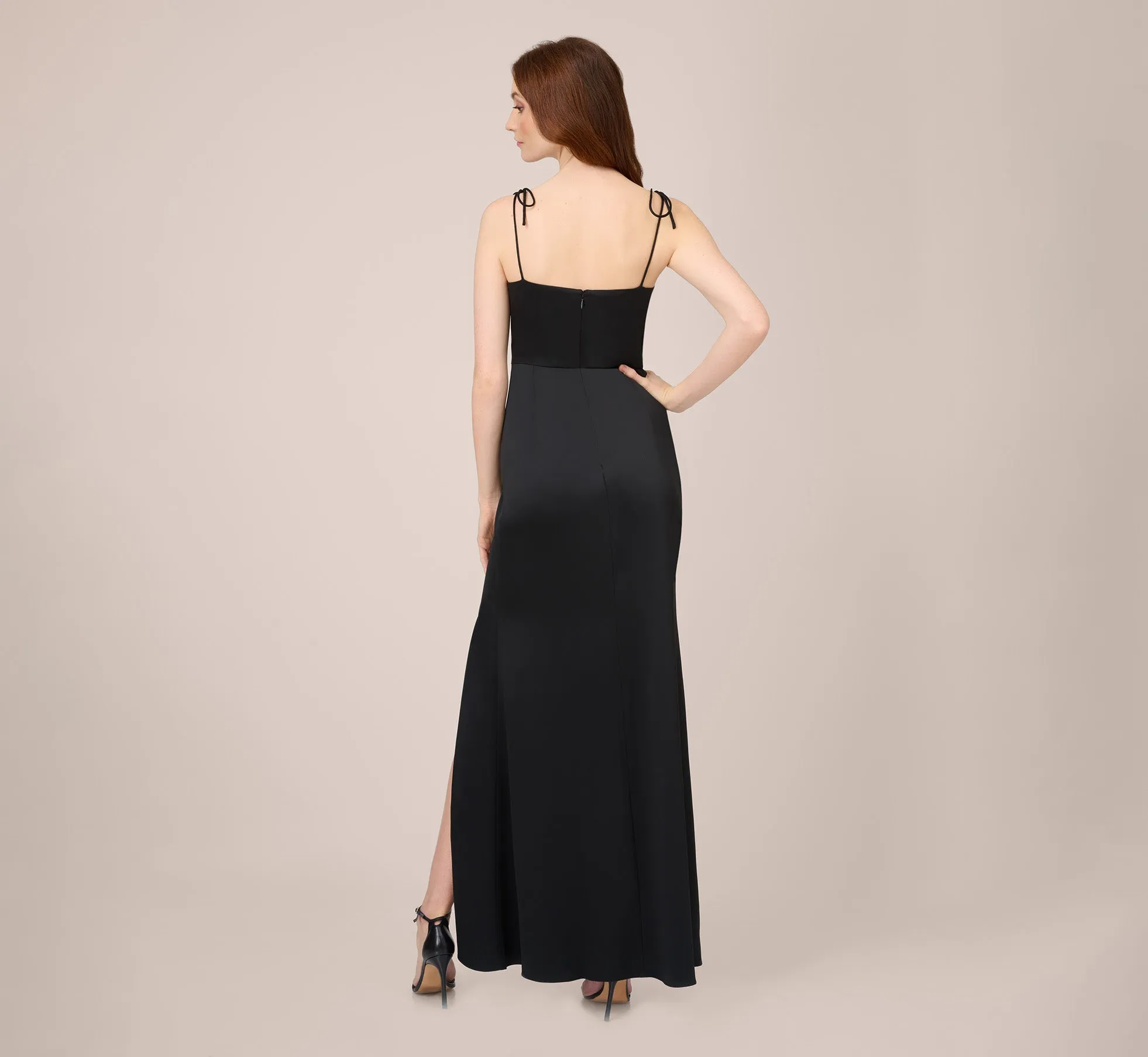 Satin Crepe Long Gown In Black sold by Adrianna Papell product image thumbnail 3