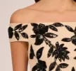 Off The Shoulder Column Gown With Leaf Beading In Black Nude sold by Adrianna Papell