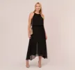 Plus Size Halter Jumpsuit With Chiffon Overlay Skirt In Black sold by Adrianna Papell