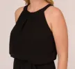 Plus Size Halter Jumpsuit With Chiffon Overlay Skirt In Black sold by Adrianna Papell