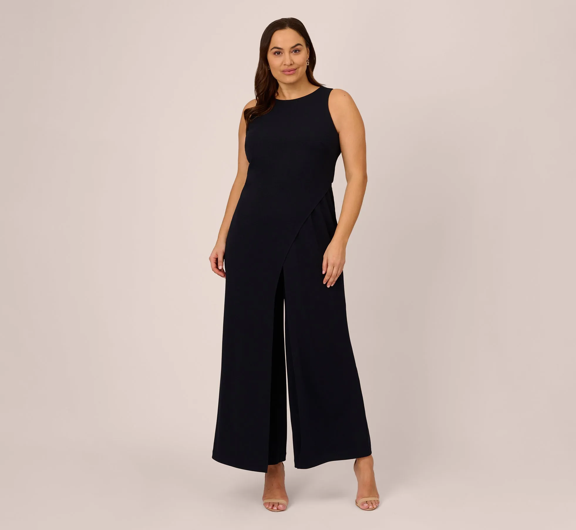 Plus Size Sleeveless Asymmetrical Jumpsuit In Midnight sold by Adrianna Papell