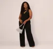 Plus Size Knit Crepe Wide Leg Jumpsuit With Cutout Accent In Black sold by Adrianna Papell