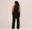 Plus Size Knit Crepe Wide Leg Jumpsuit With Cutout Accent In Black sold by Adrianna Papell