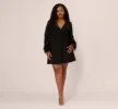 Plus Size Knit Crepe Long Sleeve Blazer Dress With Feather Trim In Black sold by Adrianna Papell