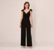 Crepe Wide Leg Jumpsuit With Bead And Feather Accents In Black sold by Adrianna Papell
