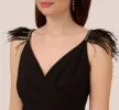 Crepe Wide Leg Jumpsuit With Bead And Feather Accents In Black sold by Adrianna Papell