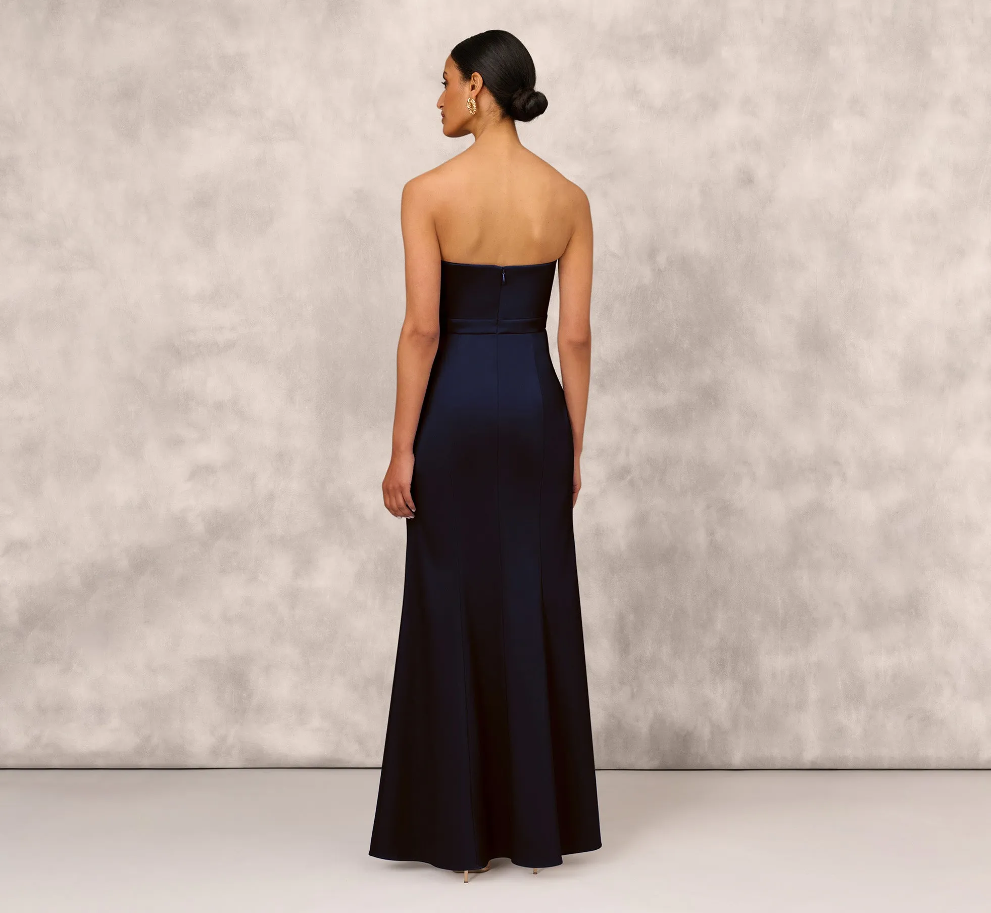 Mikado Strapless Gown With Peplum Sides In Navy sold by Adrianna Papell product image thumbnail 4