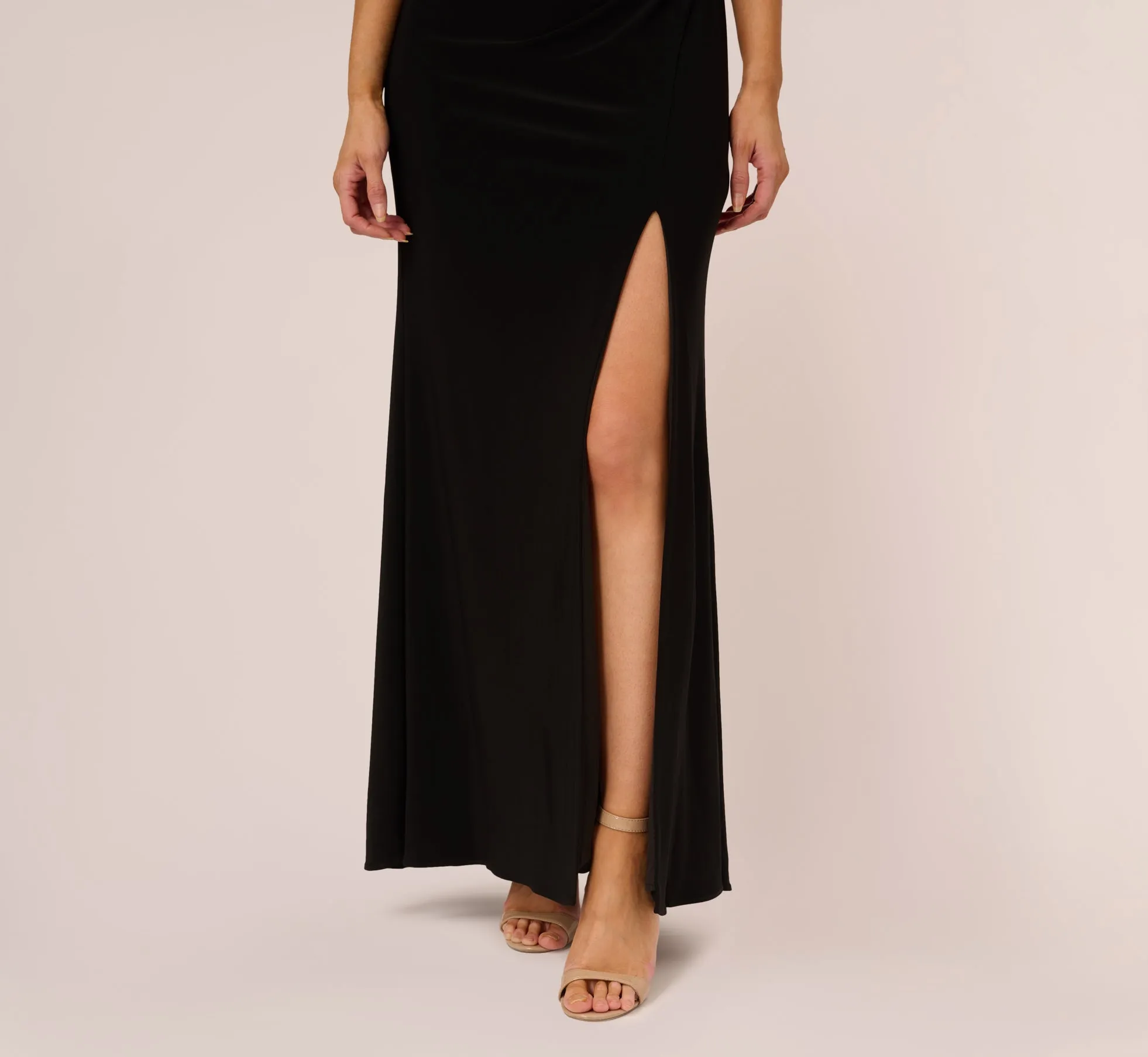 Flutter Sleeve Mermaid Gown With Beaded Details In Black sold by Adrianna Papell product image thumbnail 5