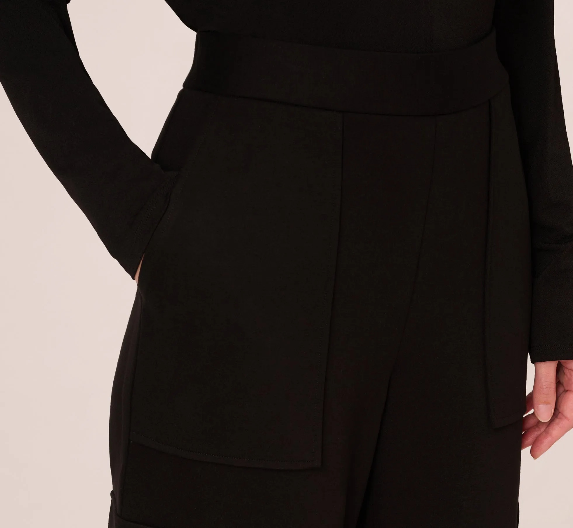 Ponte Knit Wide Leg Cargo Pant In Black sold by Adrianna Papell product image thumbnail 5