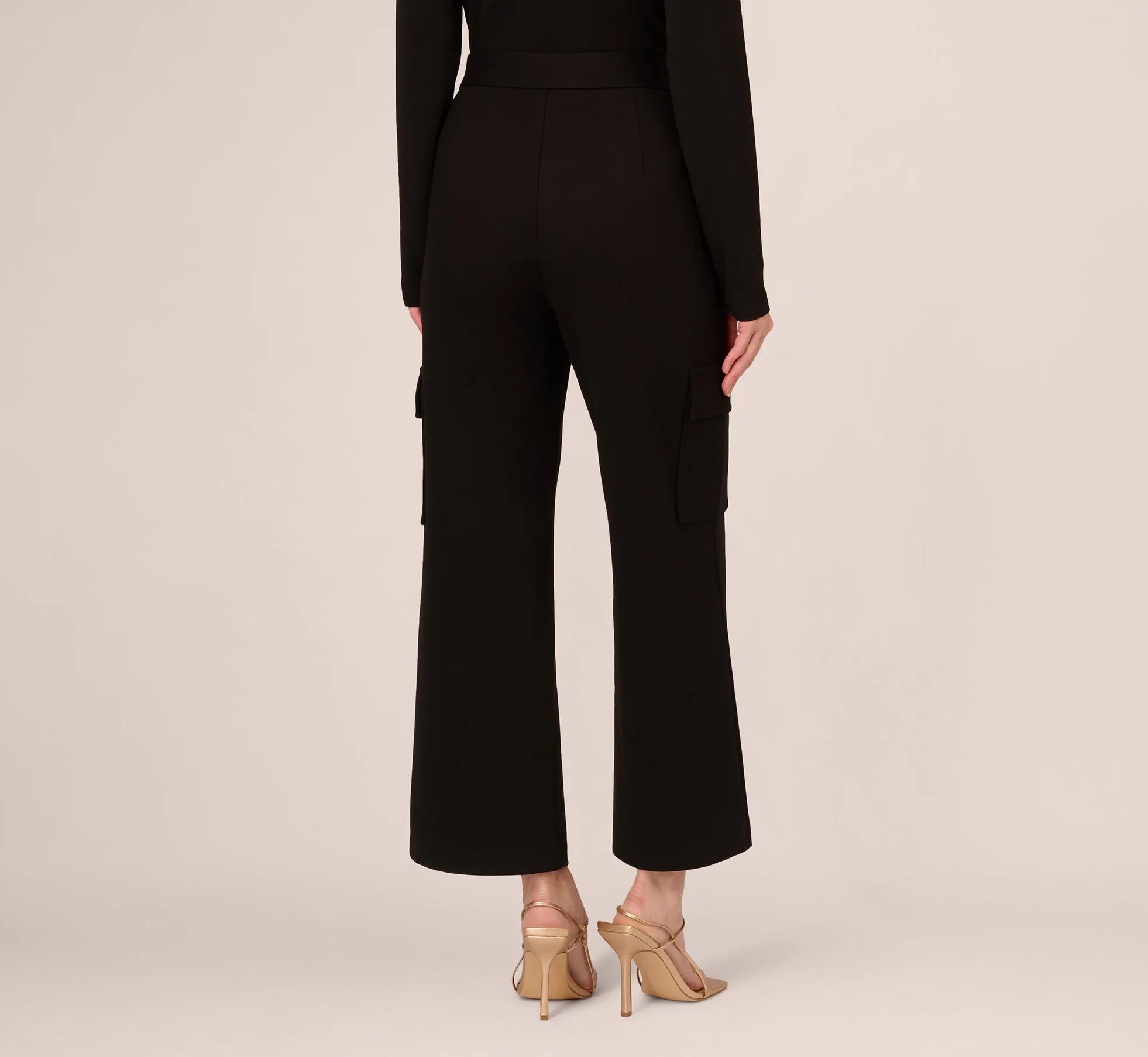 Ponte Knit Wide Leg Cargo Pant In Black sold by Adrianna Papell product image thumbnail 4