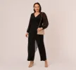 Plus Size Long Sleeve Jersey Jumpsuit With Chiffon Details In Black sold by Adrianna Papell