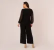 Plus Size Long Sleeve Jersey Jumpsuit With Chiffon Details In Black sold by Adrianna Papell