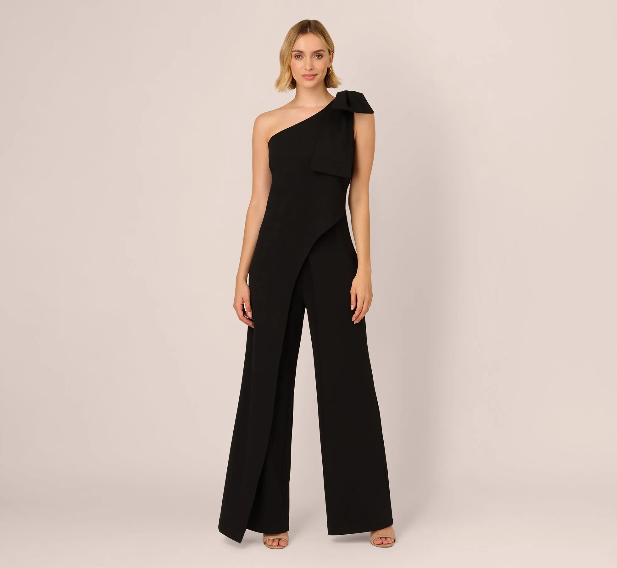 One Shoulder Bow Jumpsuit In Black sold by Adrianna Papell