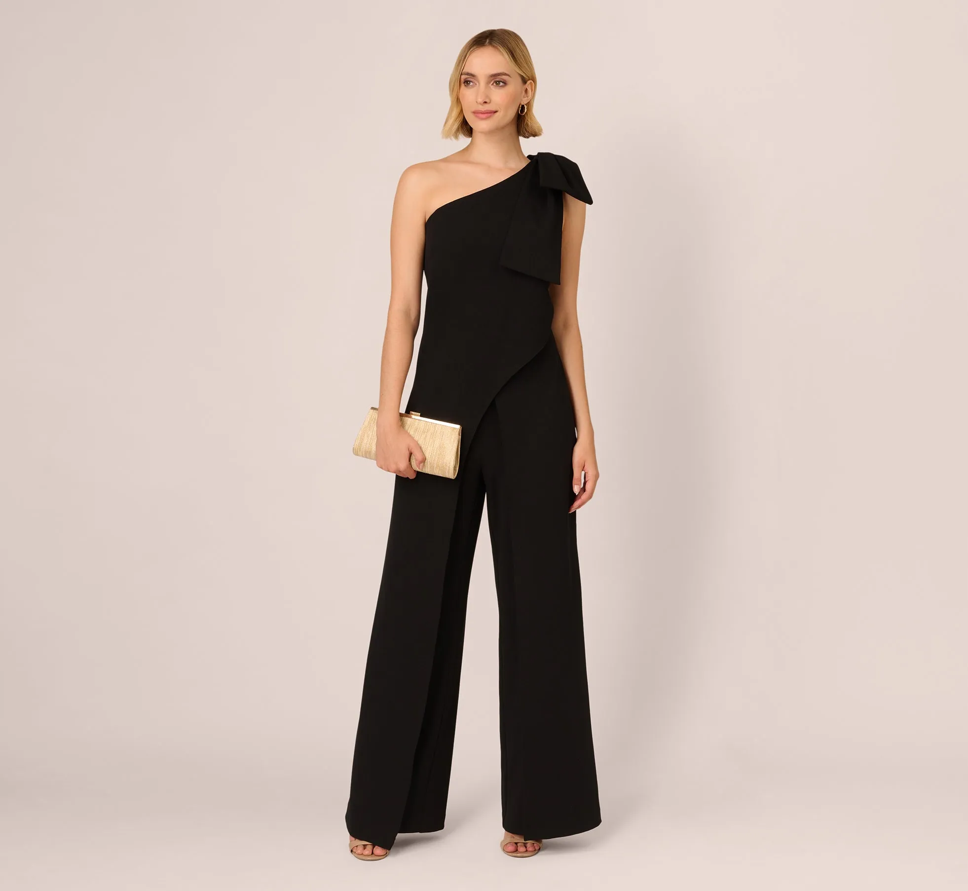 One Shoulder Bow Jumpsuit In Black sold by Adrianna Papell product image thumbnail 2