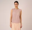 Dot Print Sleeveless Top With Ruffled Details In Champagne Small Dot sold by Adrianna Papell