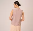 Dot Print Sleeveless Top With Ruffled Details In Champagne Small Dot sold by Adrianna Papell