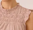 Dot Print Sleeveless Top With Ruffled Details In Champagne Small Dot sold by Adrianna Papell
