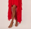 High Low Halter Dress With 3D Floral Accent In Red Desire sold by Adrianna Papell