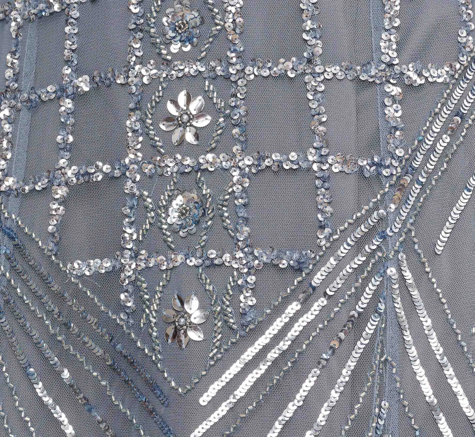 Beaded Ball Gown With Cape Sleeves In Vintage Blue sold by Adrianna Papell product image thumbnail 3