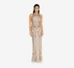 Mock Neck Beaded Column Dress with T-Back sold by Adrianna Papell