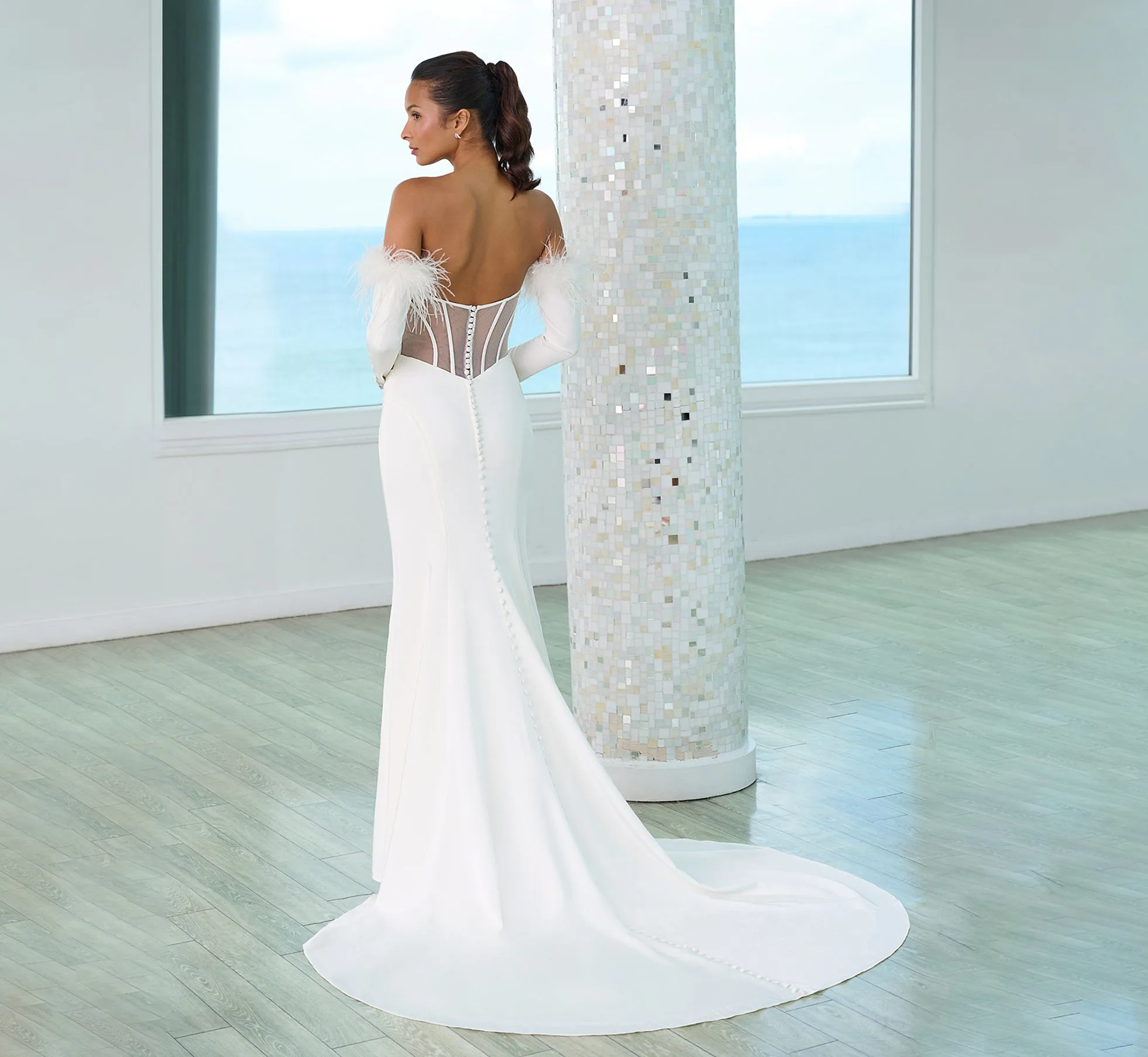 Modern Strapless Stretch Matte Charmuese Gown In Ivory sold by Adrianna Papell product image thumbnail 3