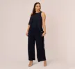 Plus Size Chiffon And Crepe Wide Leg Jumpsuit In Midnight sold by Adrianna Papell