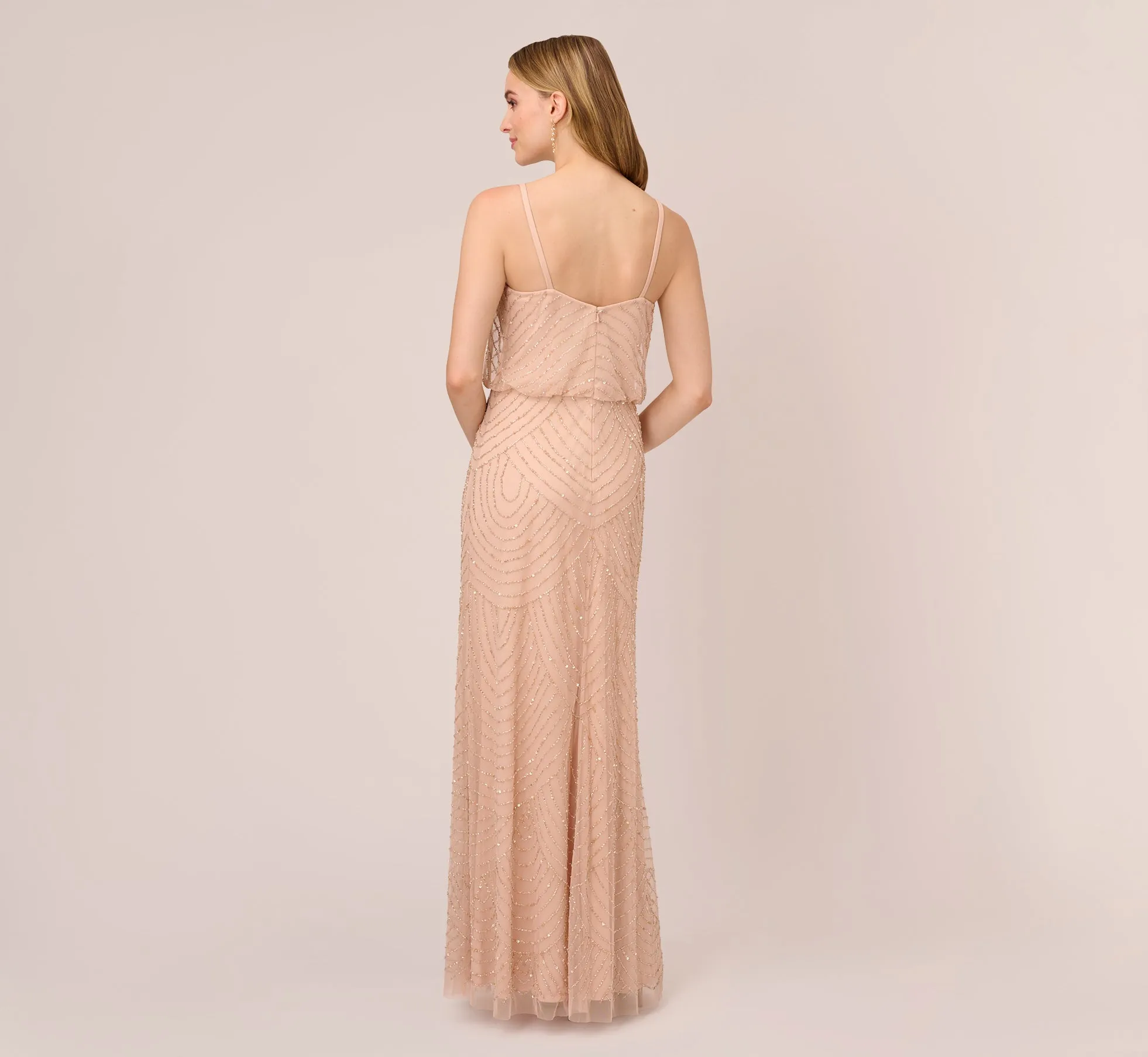 Art Deco Beaded Blouson Gown In Blush sold by Adrianna Papell product image thumbnail 4