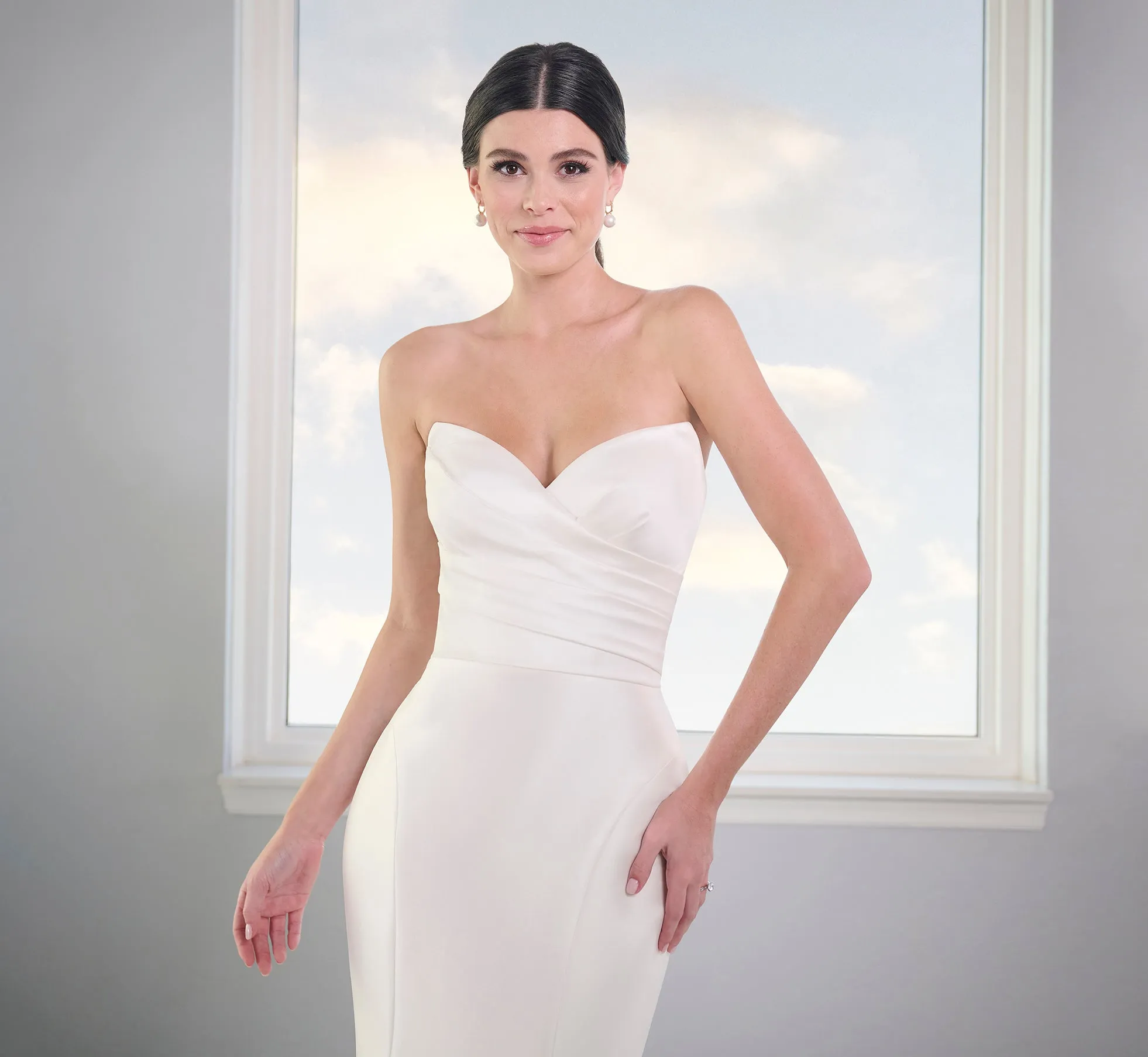 Stretch Mikado Gown With Studded Pearl Jacket In Ivory sold by Adrianna Papell product image thumbnail 2