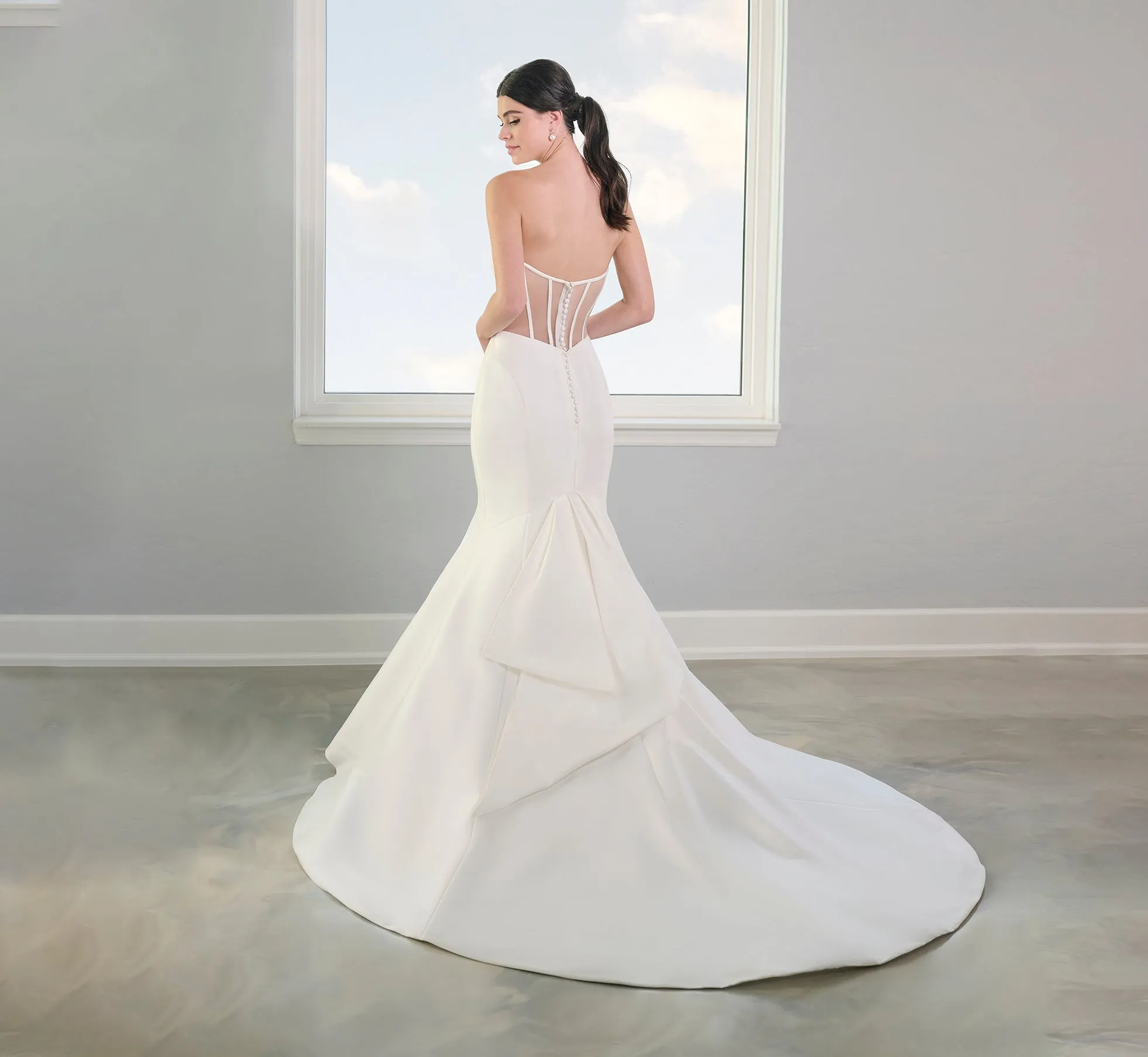 Stretch Mikado Gown With Studded Pearl Jacket In Ivory sold by Adrianna Papell product image thumbnail 5