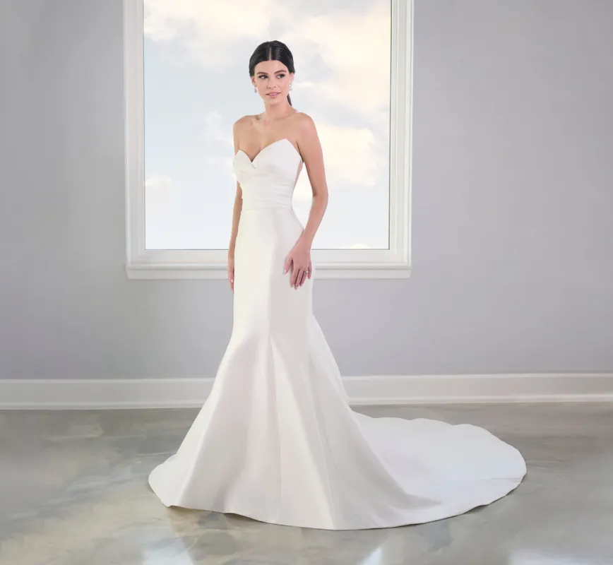 Stretch Mikado Gown With Studded Pearl Jacket In Ivory sold by Adrianna Papell