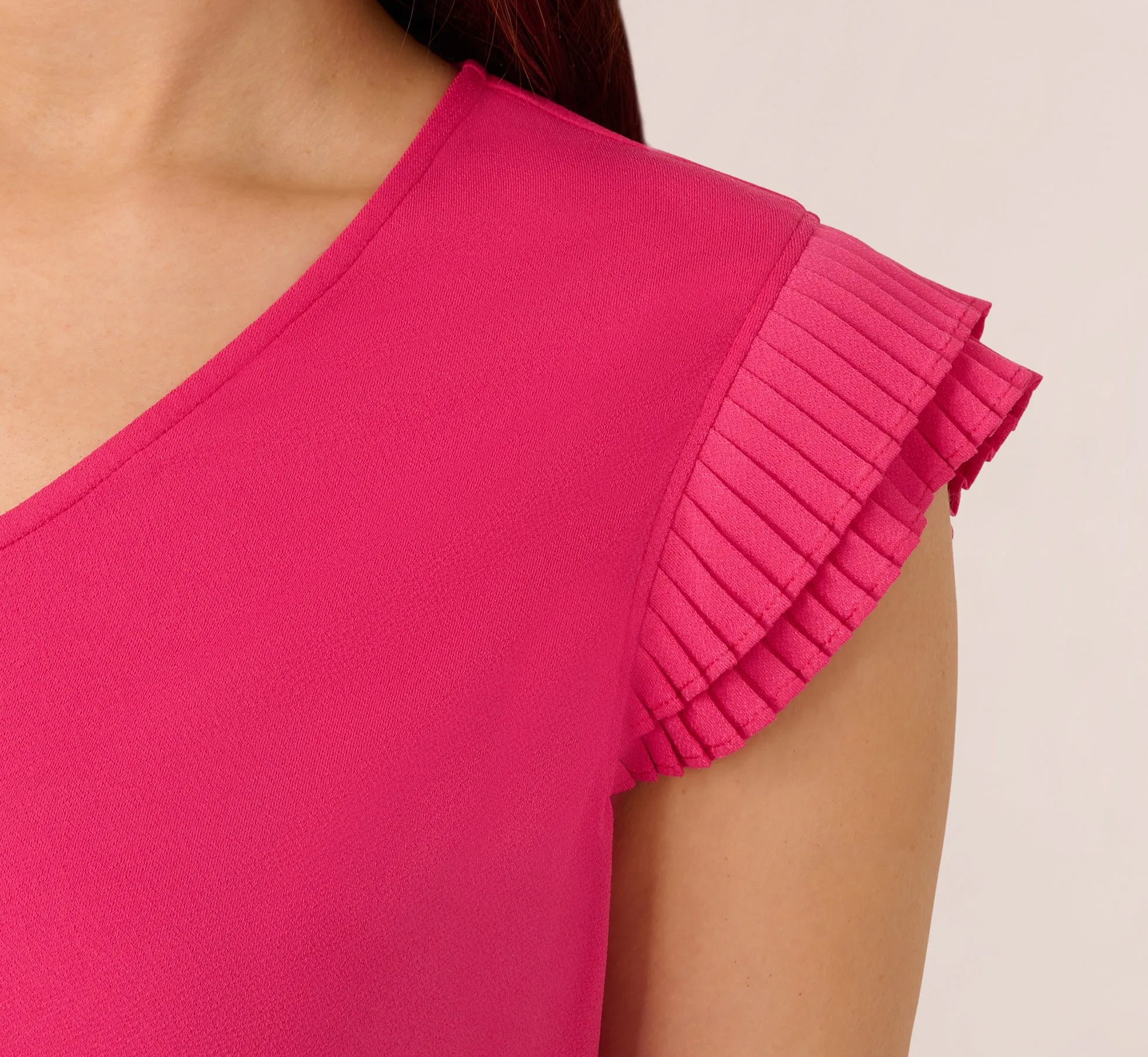 V-Neck Top With Pleated Flutter Sleeves In Fuchsia Fedora sold by Adrianna Papell product image thumbnail 5