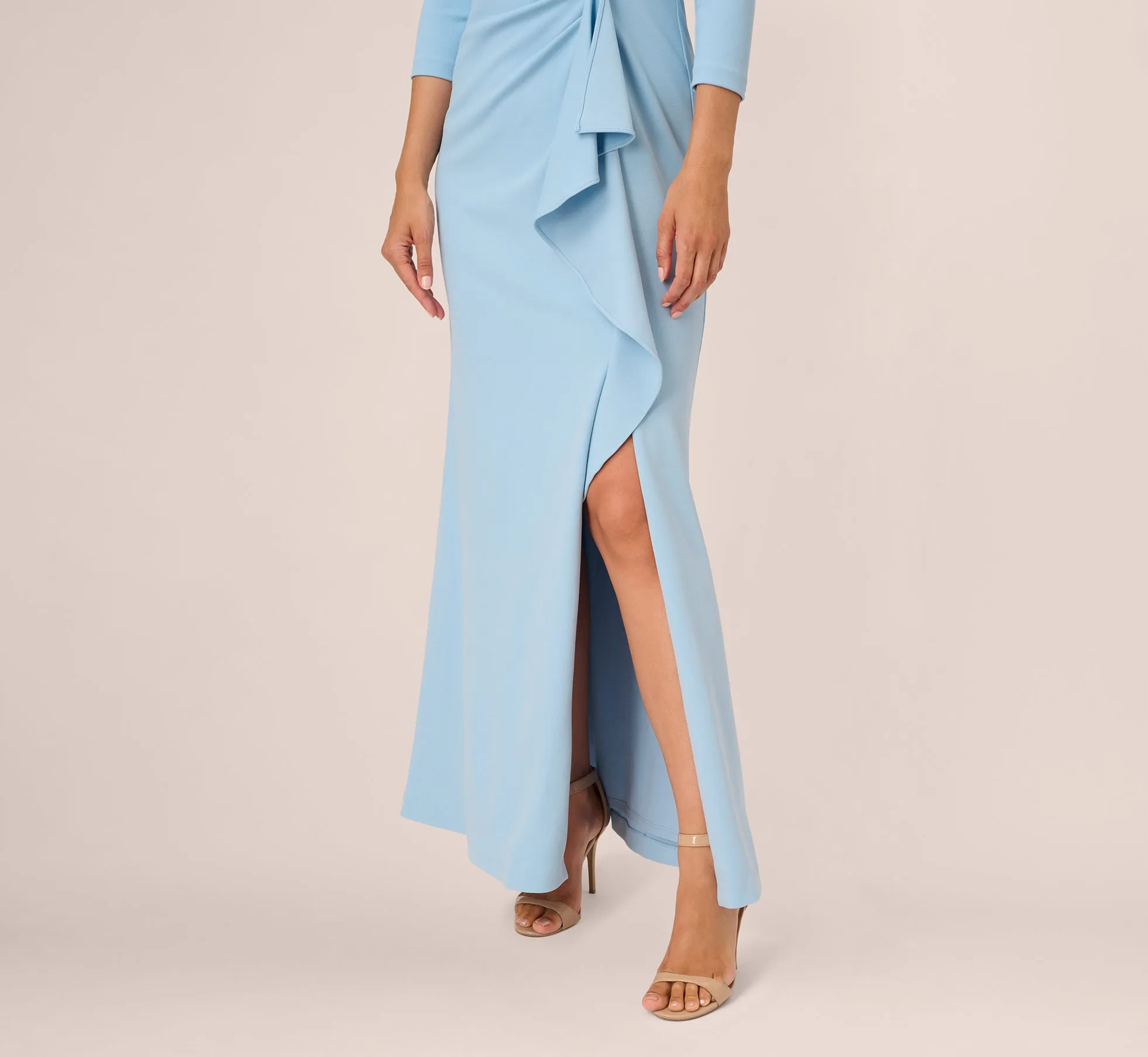 Off The Shoulder Cascading Ruffle Gown In Blue Mist sold by Adrianna Papell product image thumbnail 3