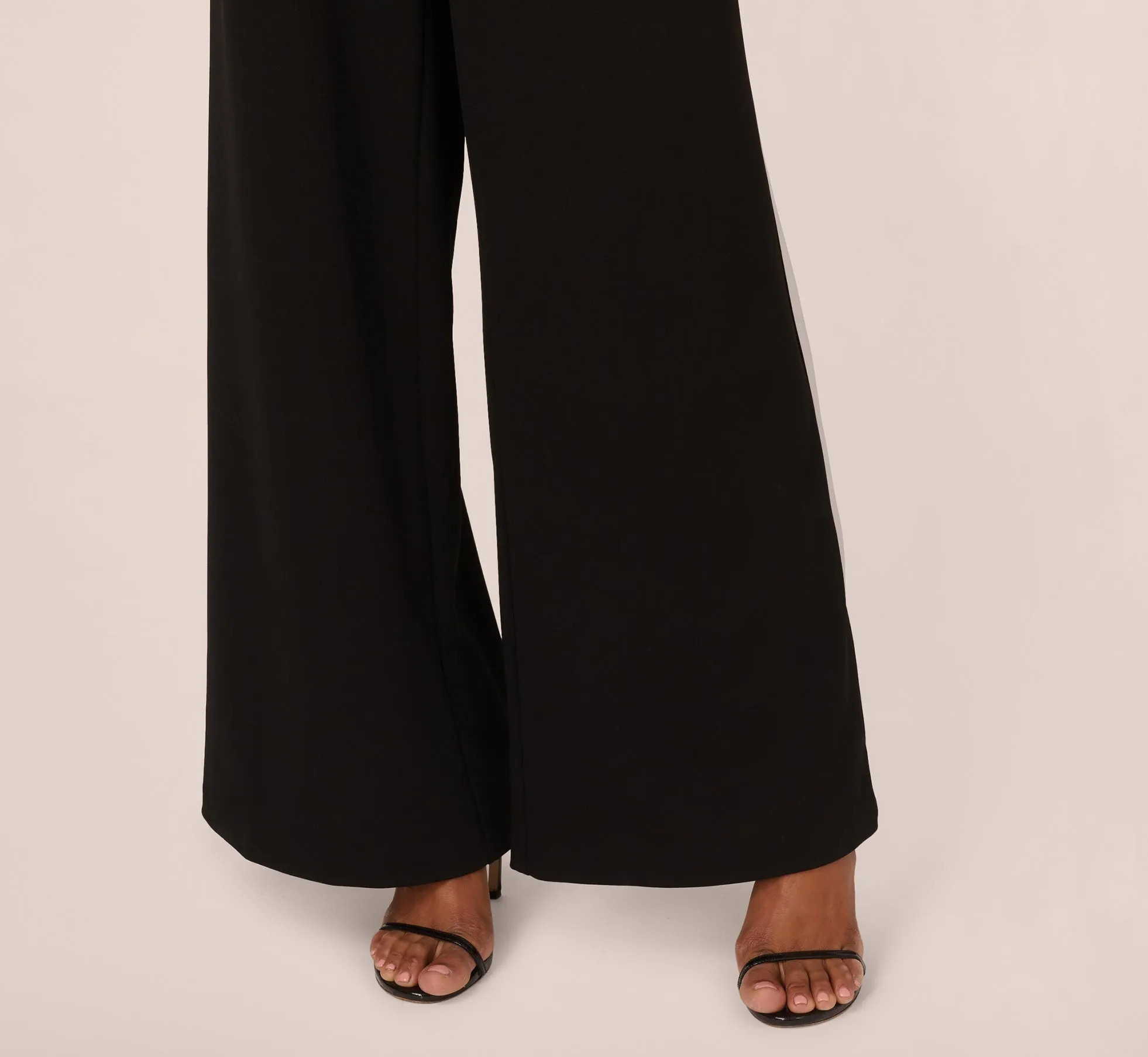Sleeveless Wide Leg Jumpsuit With Lace Neckline In Black sold by Adrianna Papell product image thumbnail 5