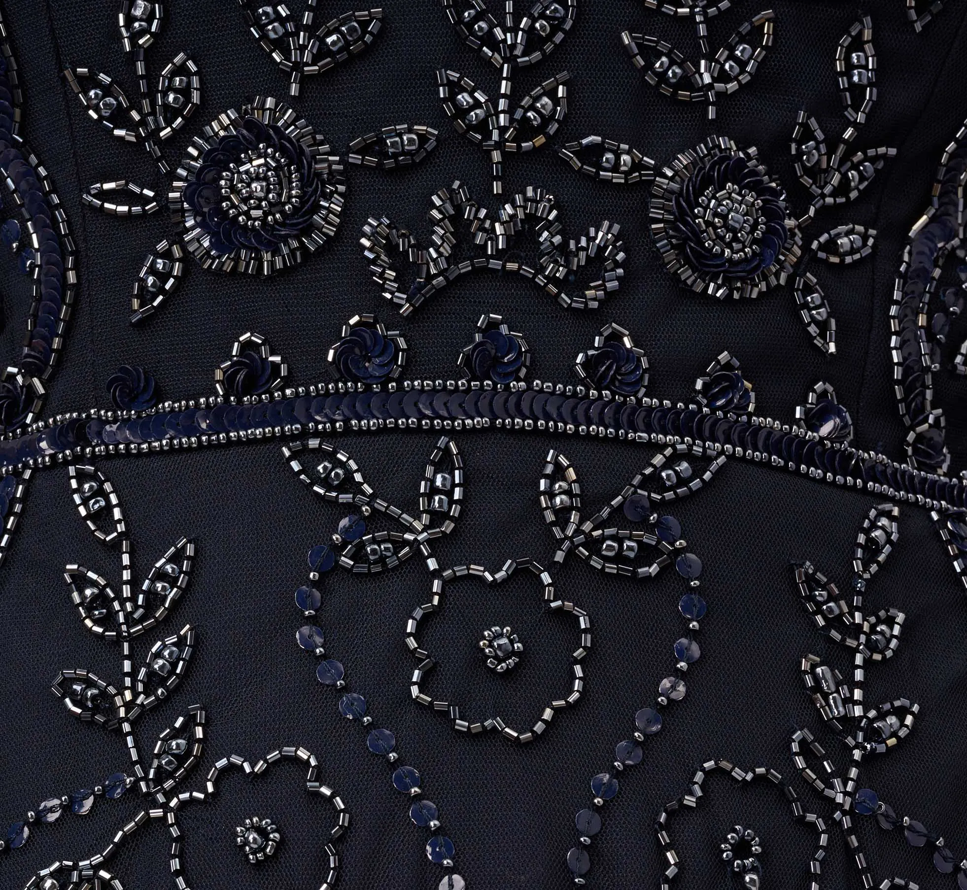 Beaded Midi Dress With Sheer Short Sleeves In Midnight sold by Adrianna Papell product image thumbnail 5