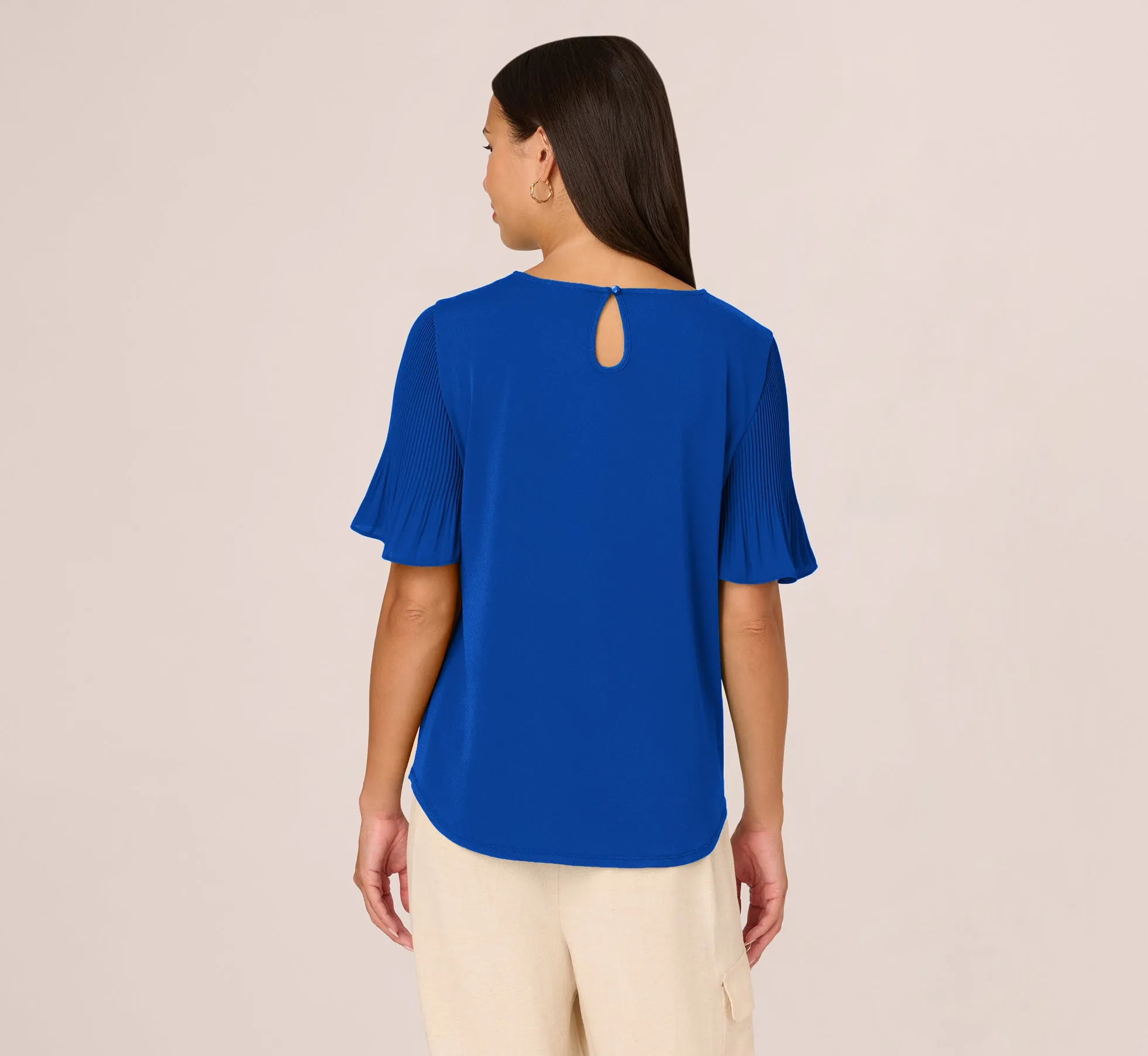Knit Crepe Top With Pleated Sleeves In Rich Royal sold by Adrianna Papell product image thumbnail 4