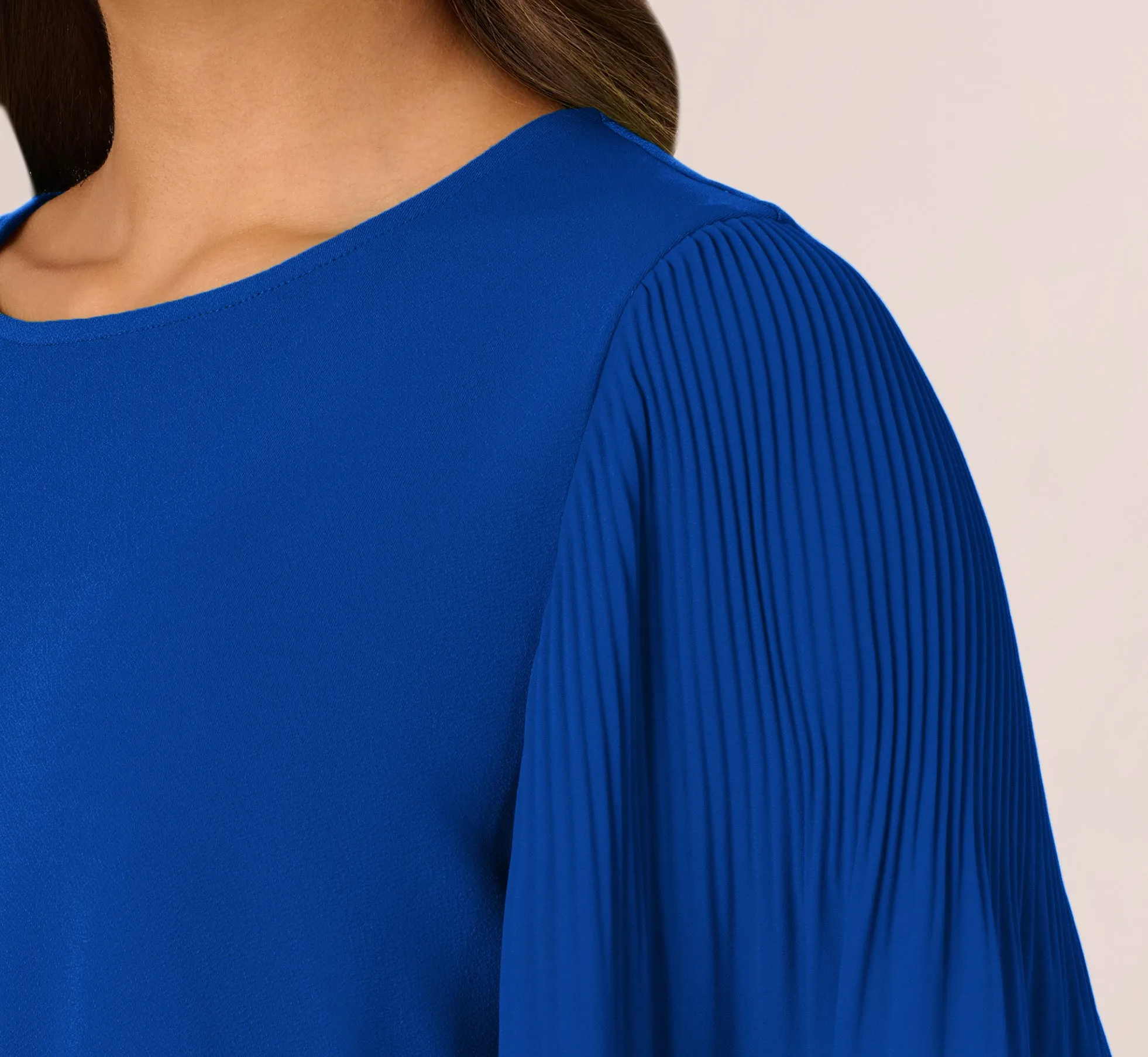 Knit Crepe Top With Pleated Sleeves In Rich Royal sold by Adrianna Papell product image thumbnail 3