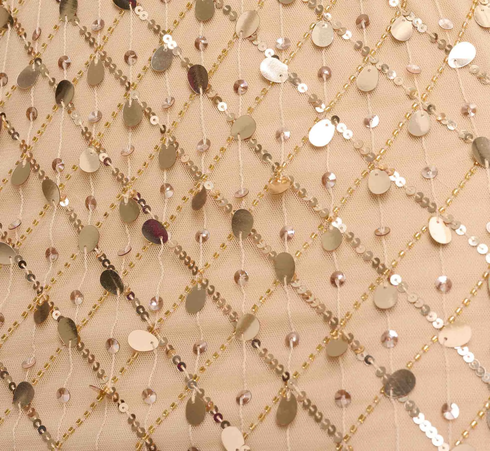 Sequin Beaded Mermaid Gown With Halter Neckline In Gold sold by Adrianna Papell product image thumbnail 4