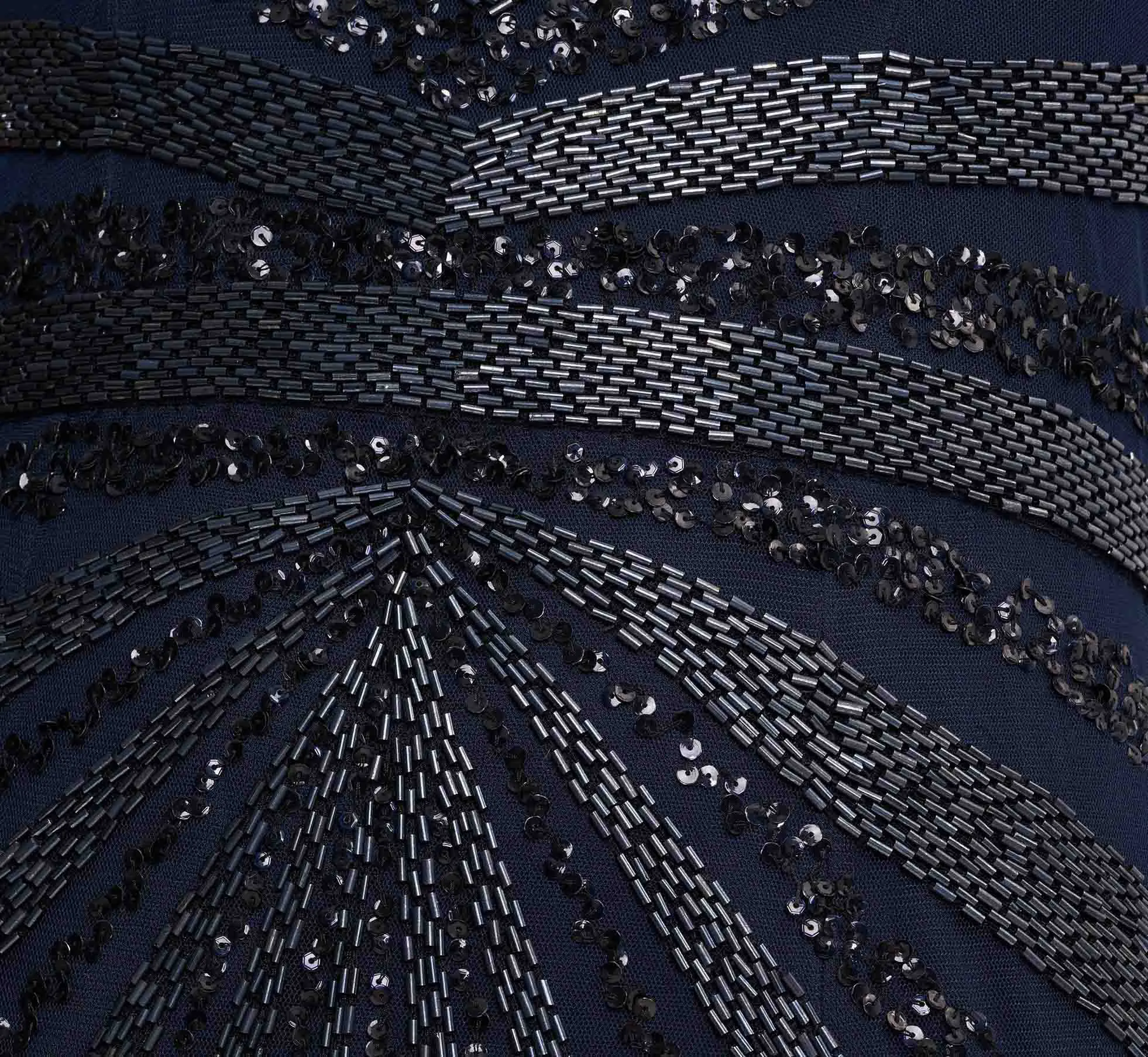 Dazzling Beaded Halter Gown With Deep V-Neckline In Navy sold by Adrianna Papell product image thumbnail 5