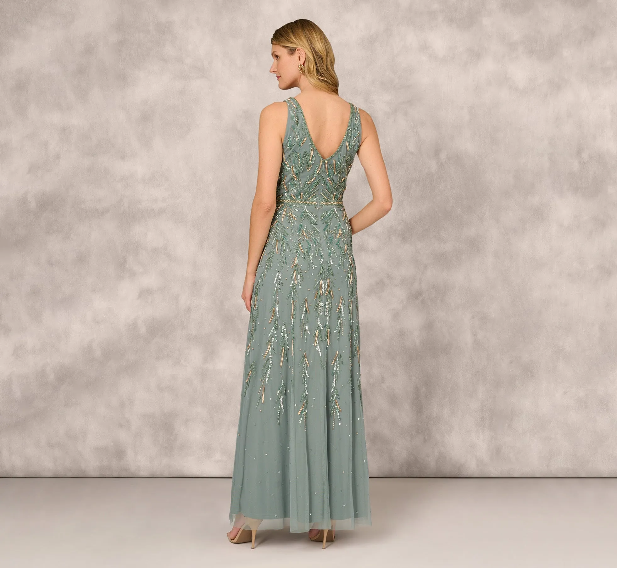 Multicolor Beaded Mermaid Gown With Sweetheart Neckline In Dark Sage sold by Adrianna Papell product image thumbnail 4