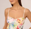 Embroidered Floral Print Midi Dress With Tiered Skirt In Ivory Multi sold by Adrianna Papell