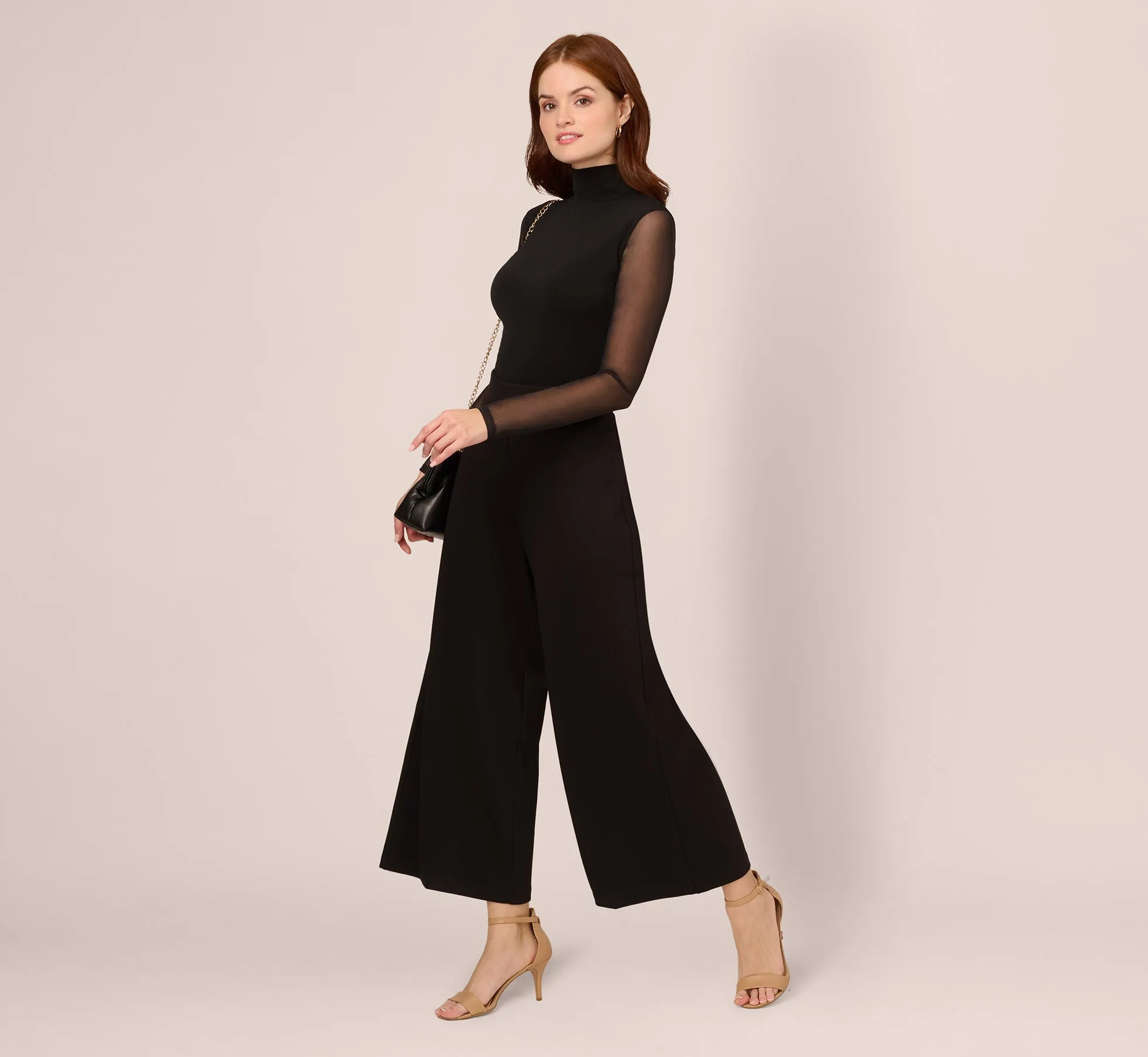 Ponte Knit Wide Leg Pants With Elastic Waist In Black sold by Adrianna Papell product image thumbnail 2