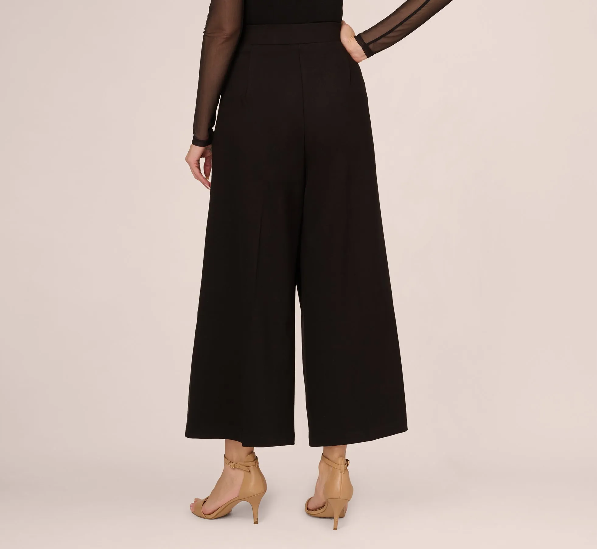 Ponte Knit Wide Leg Pants With Elastic Waist In Black sold by Adrianna Papell product image thumbnail 4