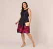Plus Size Jacquard Midi Dress With Metallic Floral Trim In Navy Pink Multi sold by Adrianna Papell