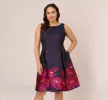 Plus Size Jacquard Midi Dress With Metallic Floral Trim In Navy Pink Multi sold by Adrianna Papell