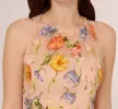 Floral Embroidered Sleeveless Midi Dress With High Low Skirt In Yellow Orange Multi sold by Adrianna Papell