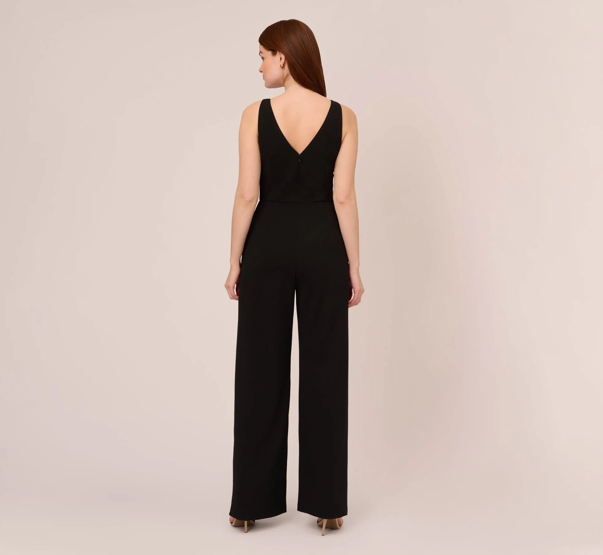 Sleeveless Tailored Jumpsuit With Wide Leg In Black sold by Adrianna Papell product image thumbnail 4