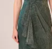 Metallic Mesh Faux Wrap Gown With Ruffle Accents In Evergreen sold by Adrianna Papell